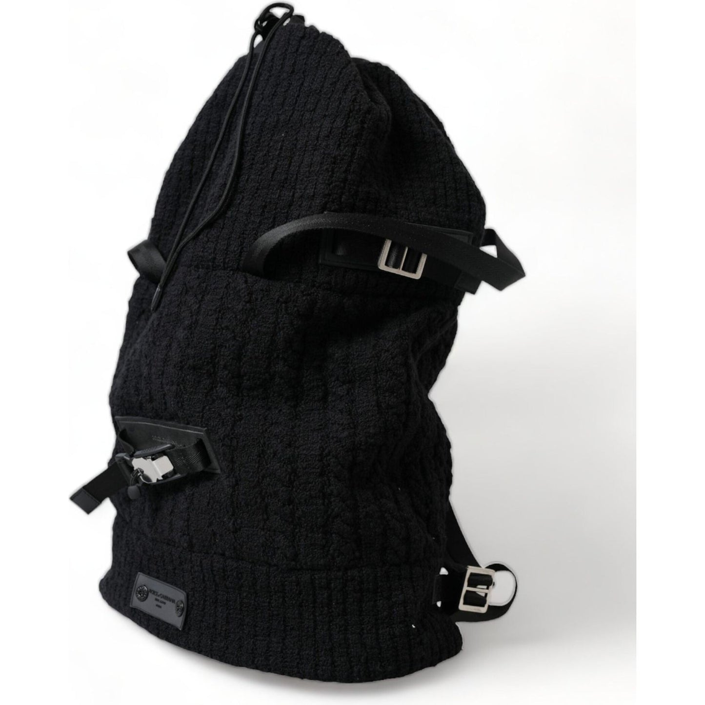 Dolce & Gabbana Elegant Tricot Wool-Blend Backpack in Black black-silver-wool-zaino-tricot-backpack-men-bag