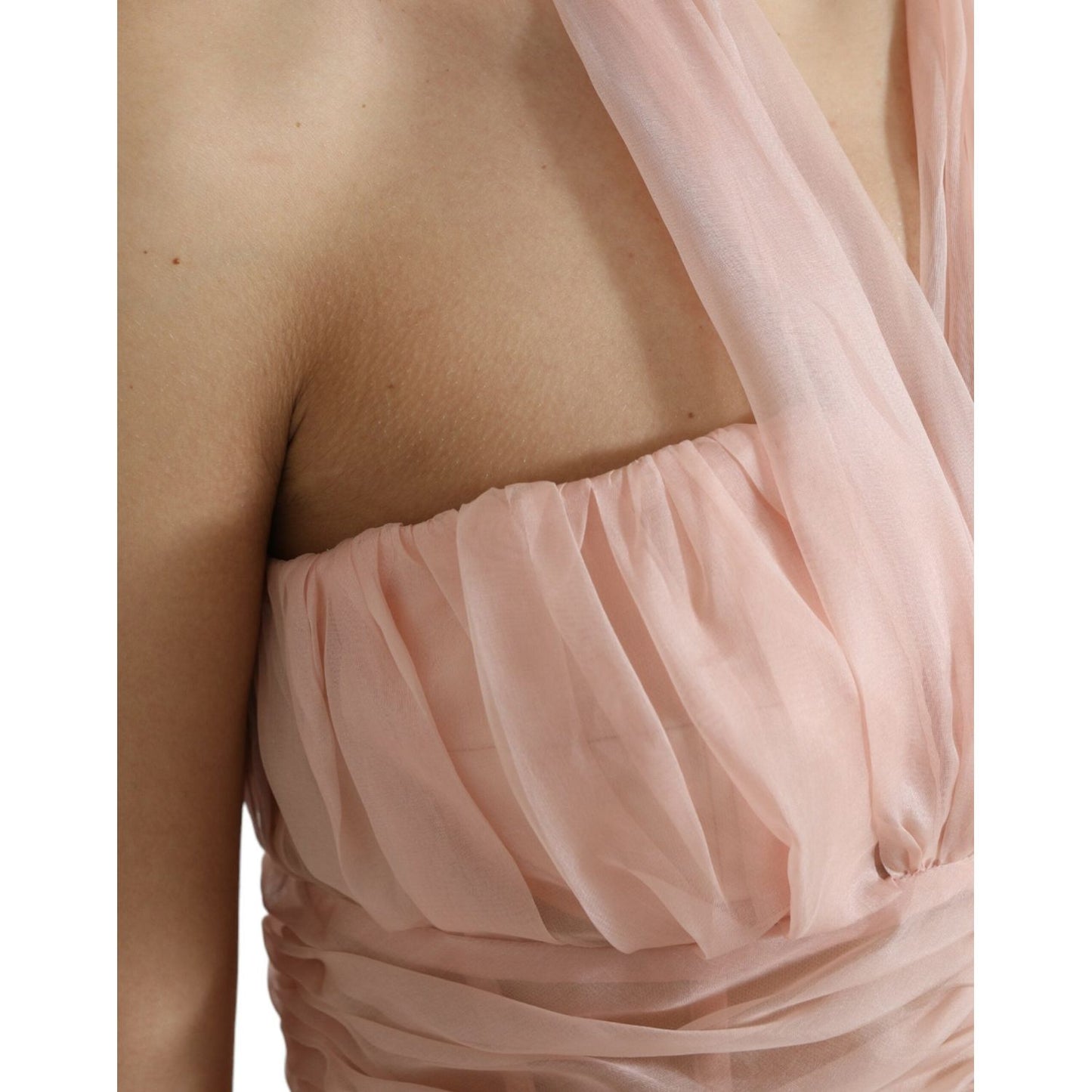 Dolce & Gabbana Elegant Silk Chiffon Halter Midi Dress pink-silk-chiffon-halter-a-line-pleated-midi-dress