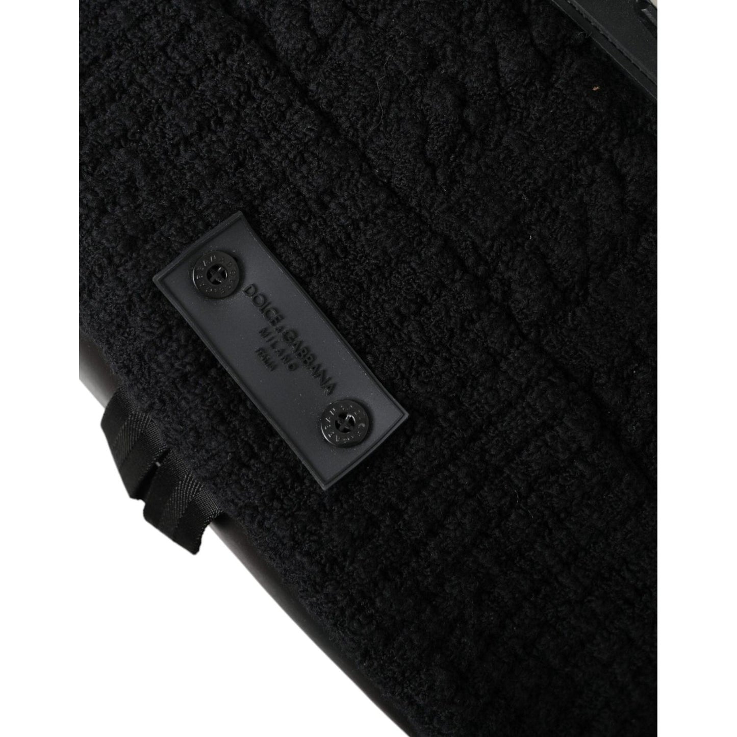 Dolce & Gabbana Elegant Tricot Wool-Blend Backpack in Black black-silver-wool-zaino-tricot-backpack-men-bag