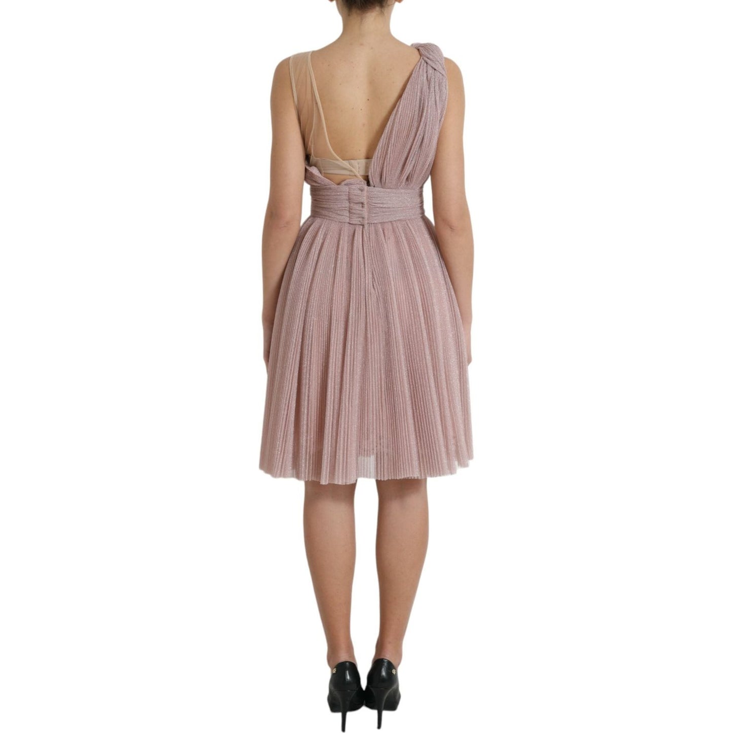 Dolce & Gabbana Lilac One-Shoulder Pleated Designer Dress lilac-one-shoulder-pleated-designer-dress