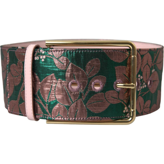 Dolce & Gabbana | Multicolor Floral Jacquard Lurex Gold Buckle Belt| McRichard Designer Brands   