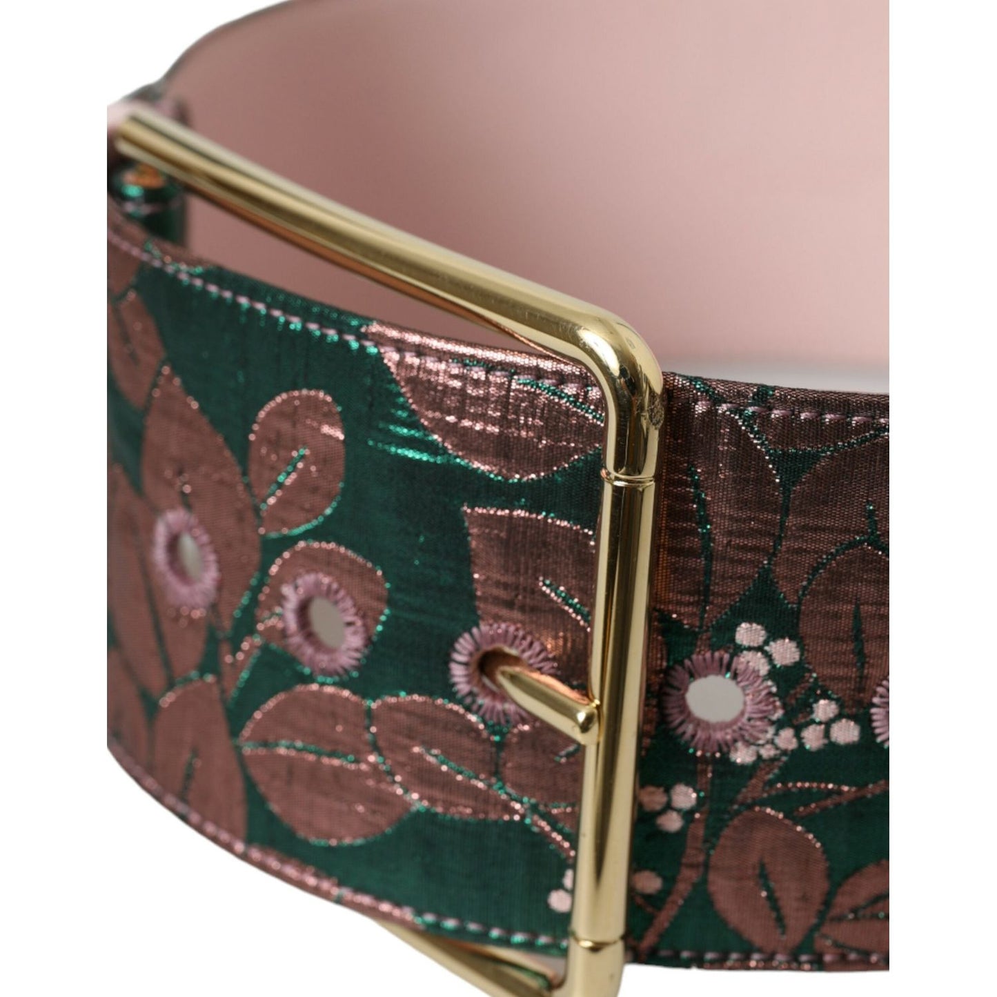 Dolce & Gabbana Multicolor Floral Jacquard Lurex Gold Buckle Belt multicolor-floral-jacquard-lurex-gold-buckle-belt