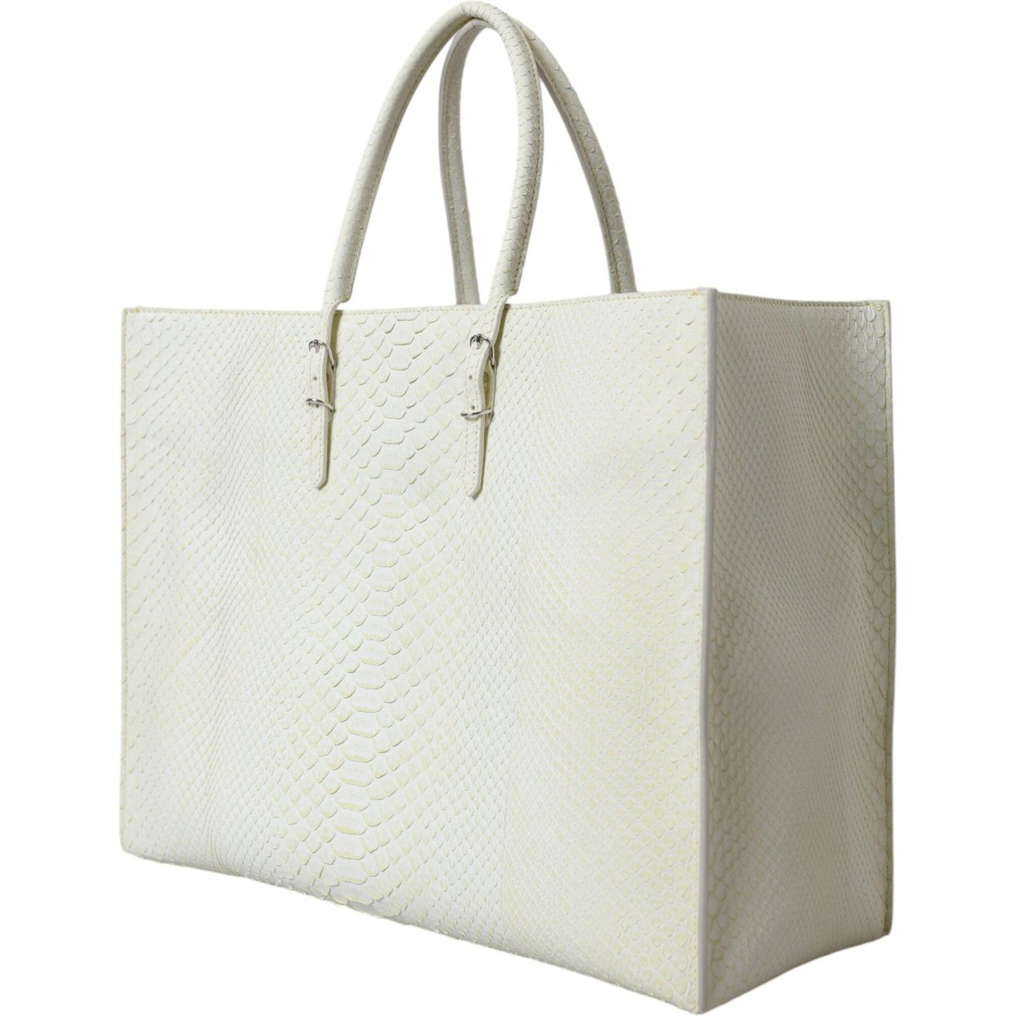 Chic Python Leather Tote in White & Yellow