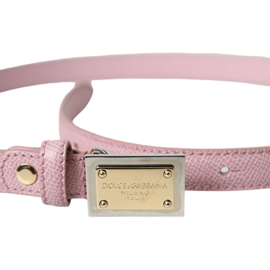 Dolce & Gabbana Pink Leather Gold Square Metal Buckle Belt pink-leather-gold-square-metal-buckle-belt