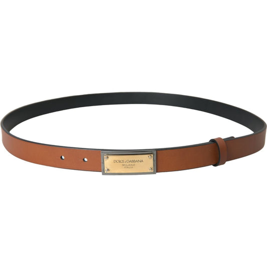Dolce & Gabbana Brown Calf Leather Metal Logo Buckle Belt Men brown-calf-leather-metal-logo-buckle-belt-men