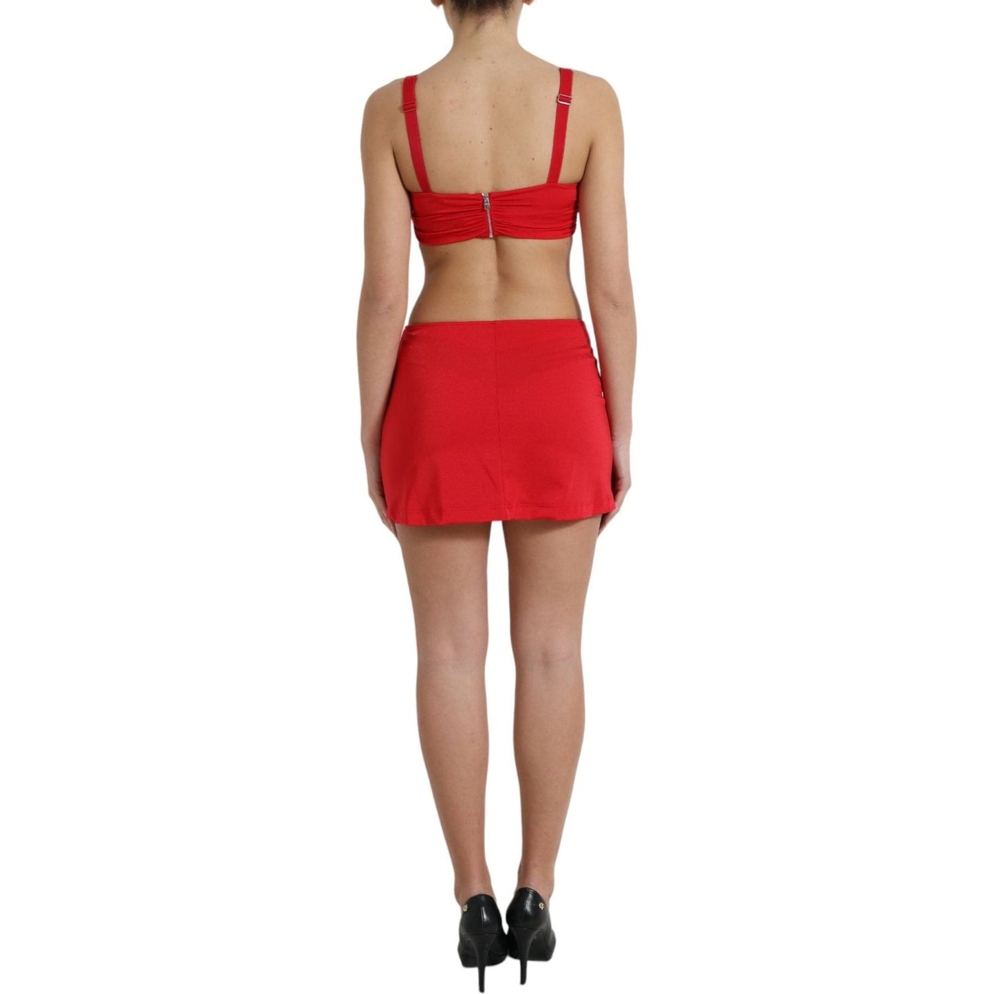 Dolce & Gabbana | Exquisite Red Cut Out Bodycon Mini Dress| McRichard Designer Brands   