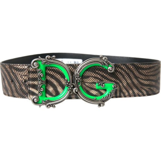 Dolce & Gabbana Brown Zebra Leather Metal Logo Buckle Belt brown-zebra-leather-metal-logo-buckle-belt
