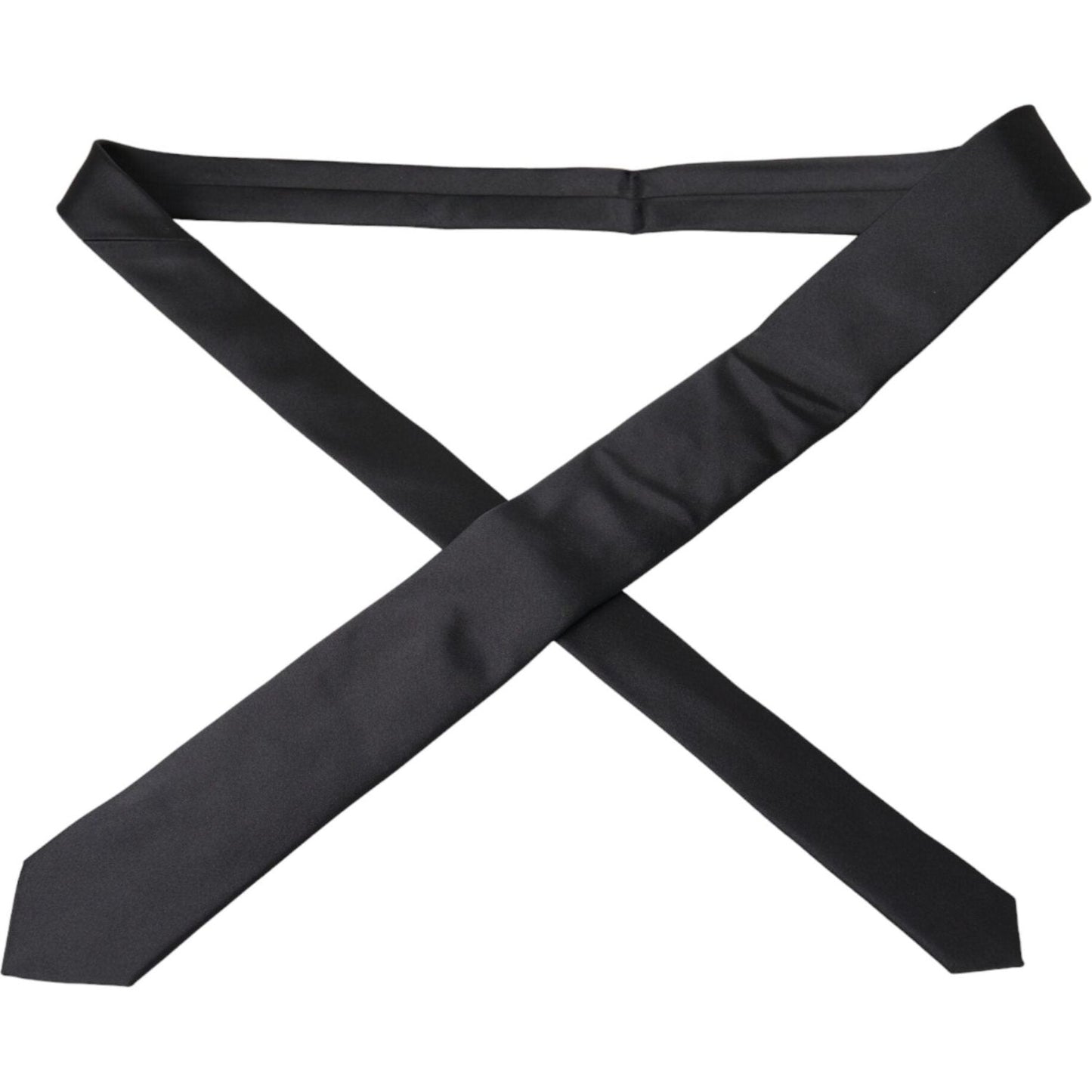 Dolce & Gabbana Black Solid Silk Adjustable Tie Men black-solid-silk-adjustable-tie-men