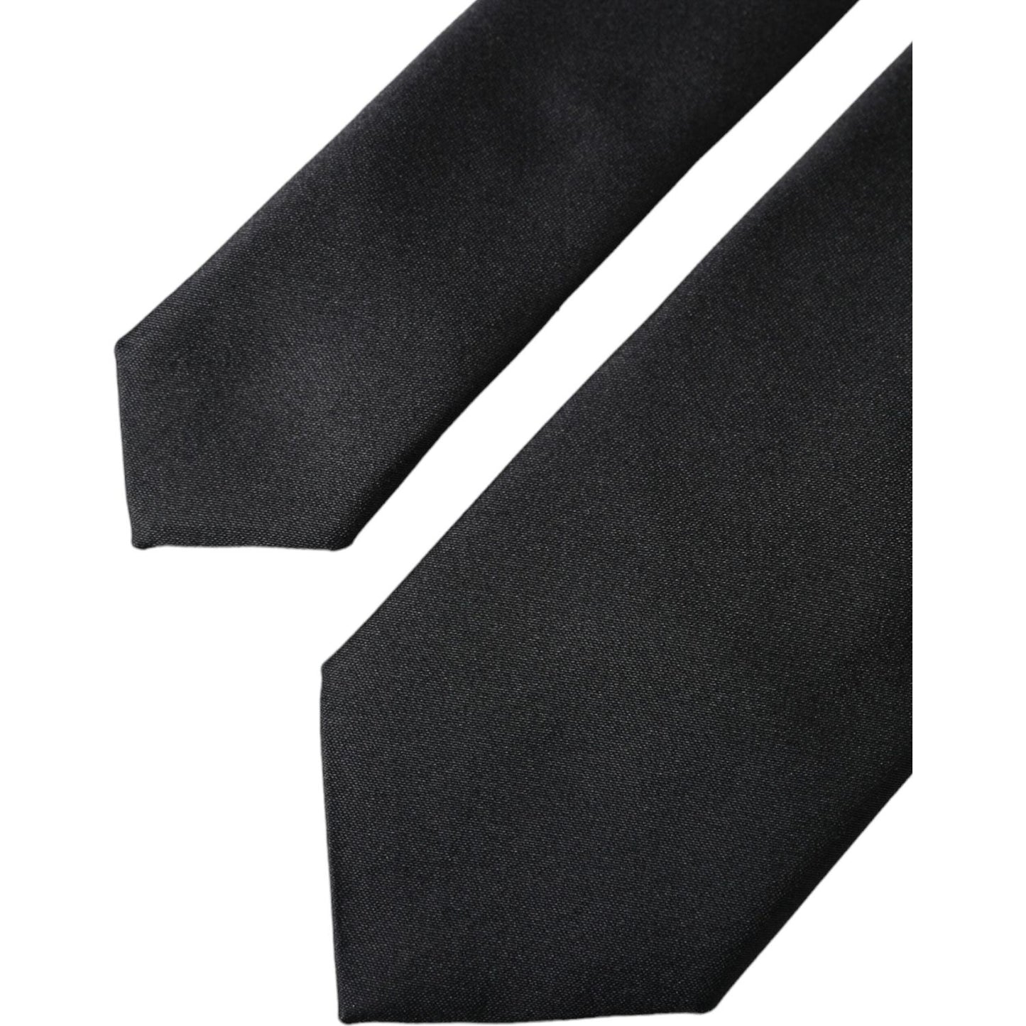 Dolce & Gabbana Black Solid Silk Adjustable Tie Men black-solid-silk-adjustable-tie-men