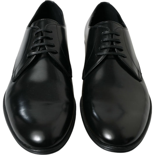 Dolce & Gabbana | Elegant Black Leather Derby Formal Shoes| McRichard Designer Brands   