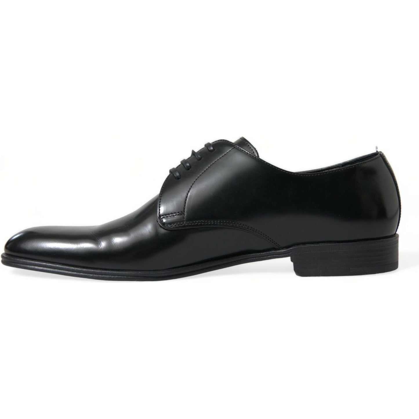 Dolce & Gabbana Elegant Black Leather Derby Formal Shoes black-leather-lace-up-men-dress-derby-shoes-1