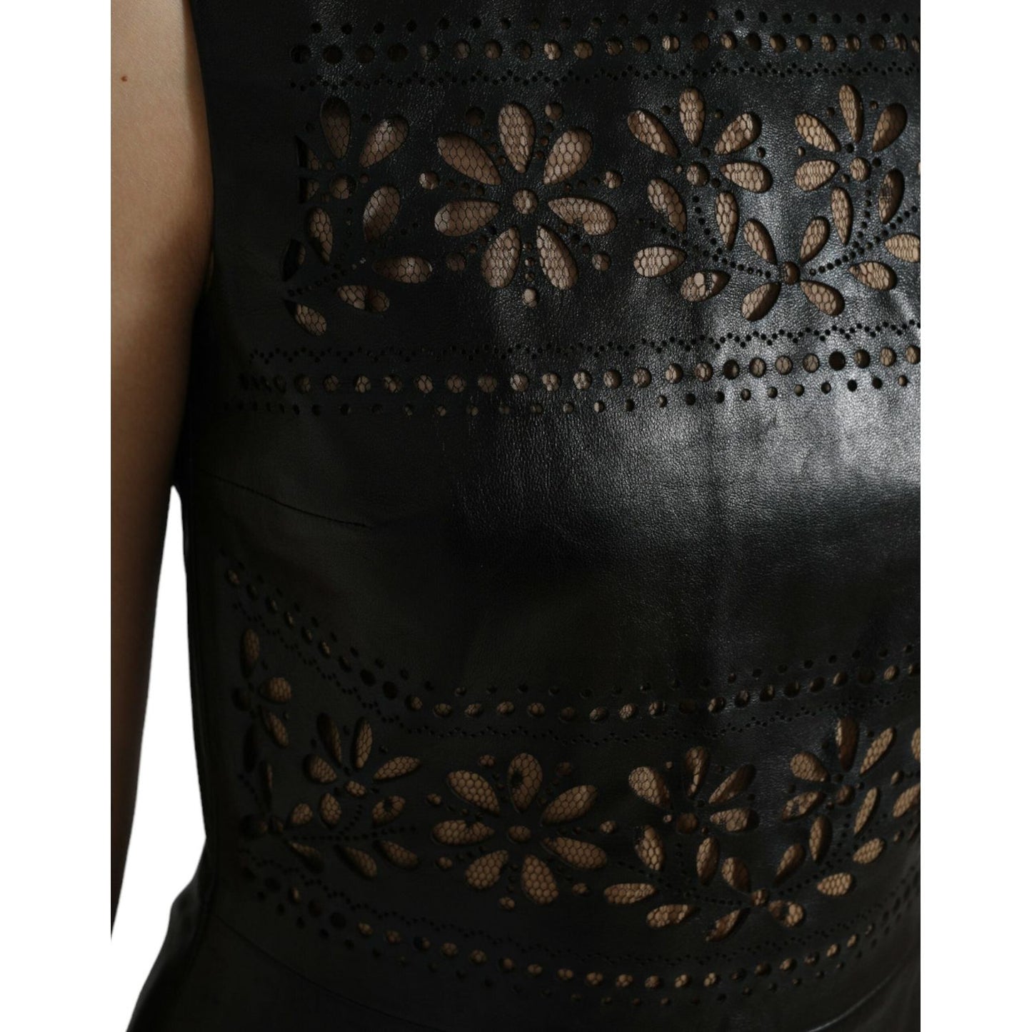 Valentino Elegant Black A-Line Mini Dress shiny-black-nylon-cut-out-a-line-mini-dress