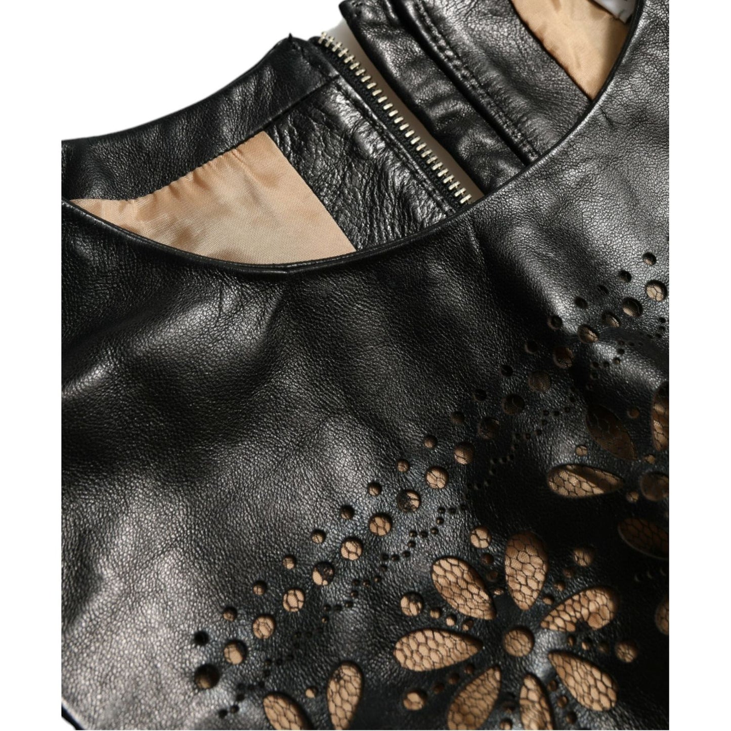 Valentino Elegant Black A-Line Mini Dress shiny-black-nylon-cut-out-a-line-mini-dress