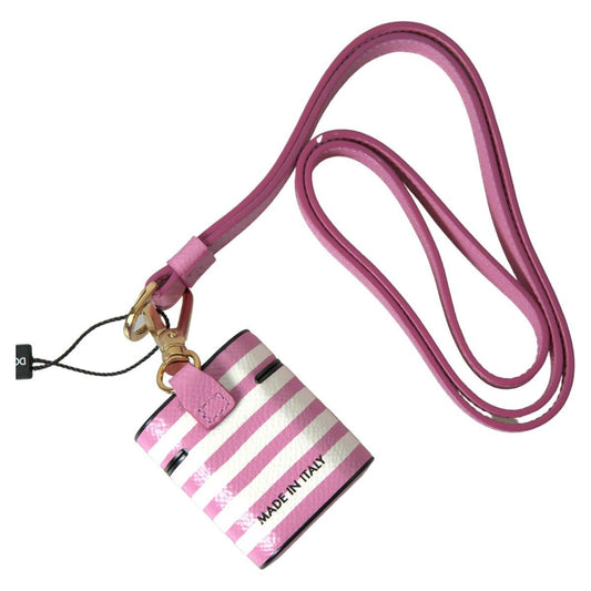Dolce & Gabbana Chic Pink Stripe Leather Airpods Case pink-stripe-dauphine-leather-logo-print-strap-airpod-case 465A4936-scaled-48ba2531-e59.jpg