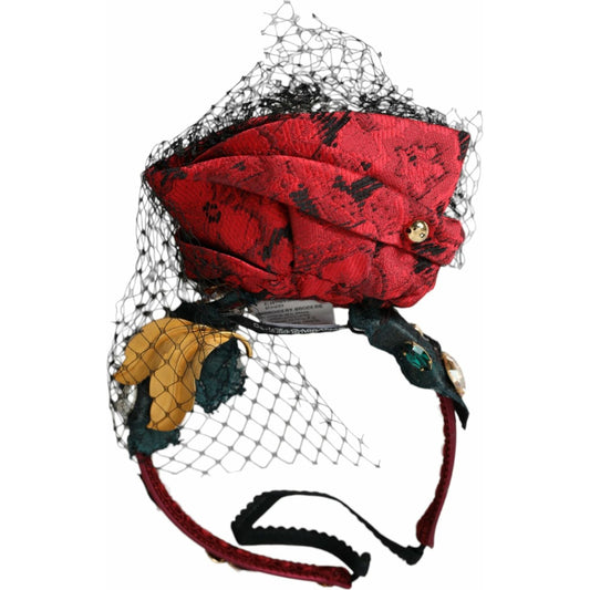 Dolce & Gabbana Multicolor Rose Silk Crystal Netted Logo Headband Diadem multicolor-rose-silk-crystal-netted-logo-headband-diadem