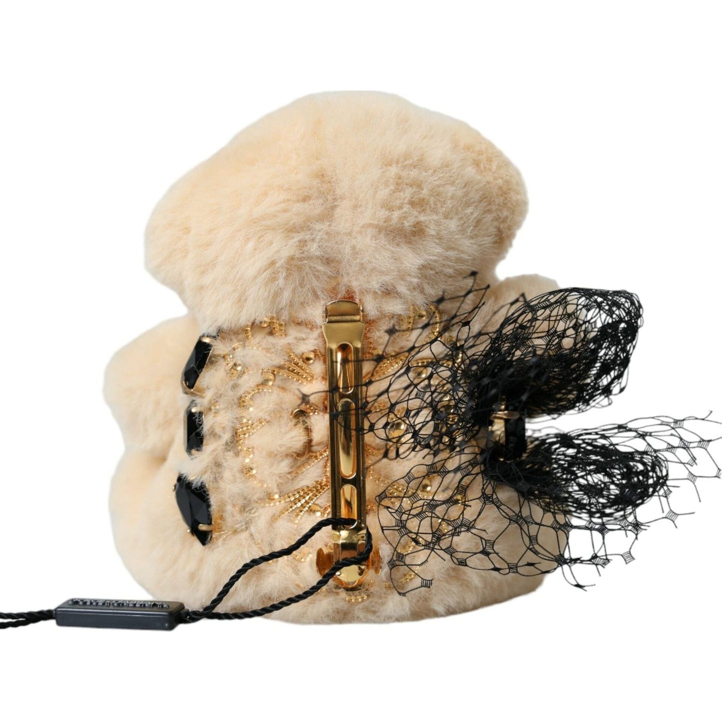 Dolce & Gabbana Beige Teddy Bear Mesh Net Band Hair Clip beige-teddy-bear-mesh-net-band-hair-clip