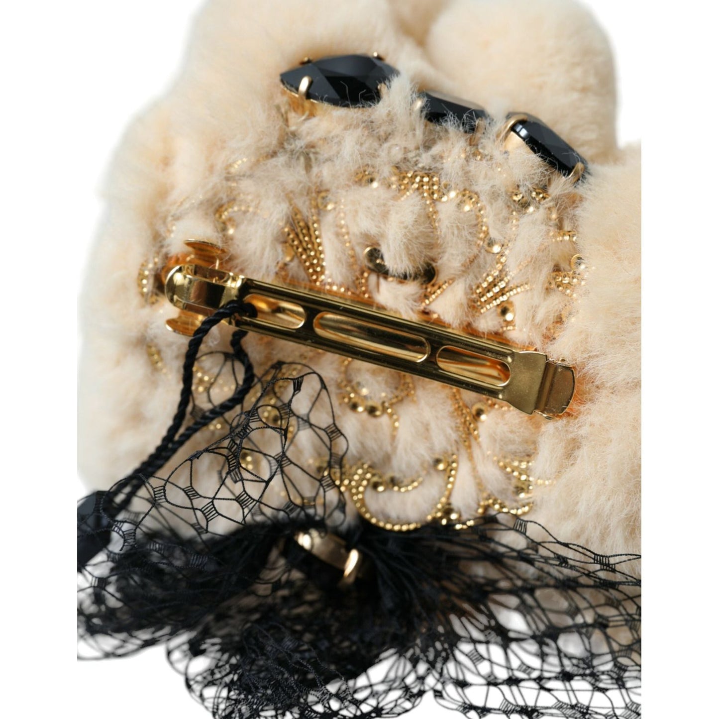 Dolce & Gabbana Beige Teddy Bear Mesh Net Band Hair Clip beige-teddy-bear-mesh-net-band-hair-clip