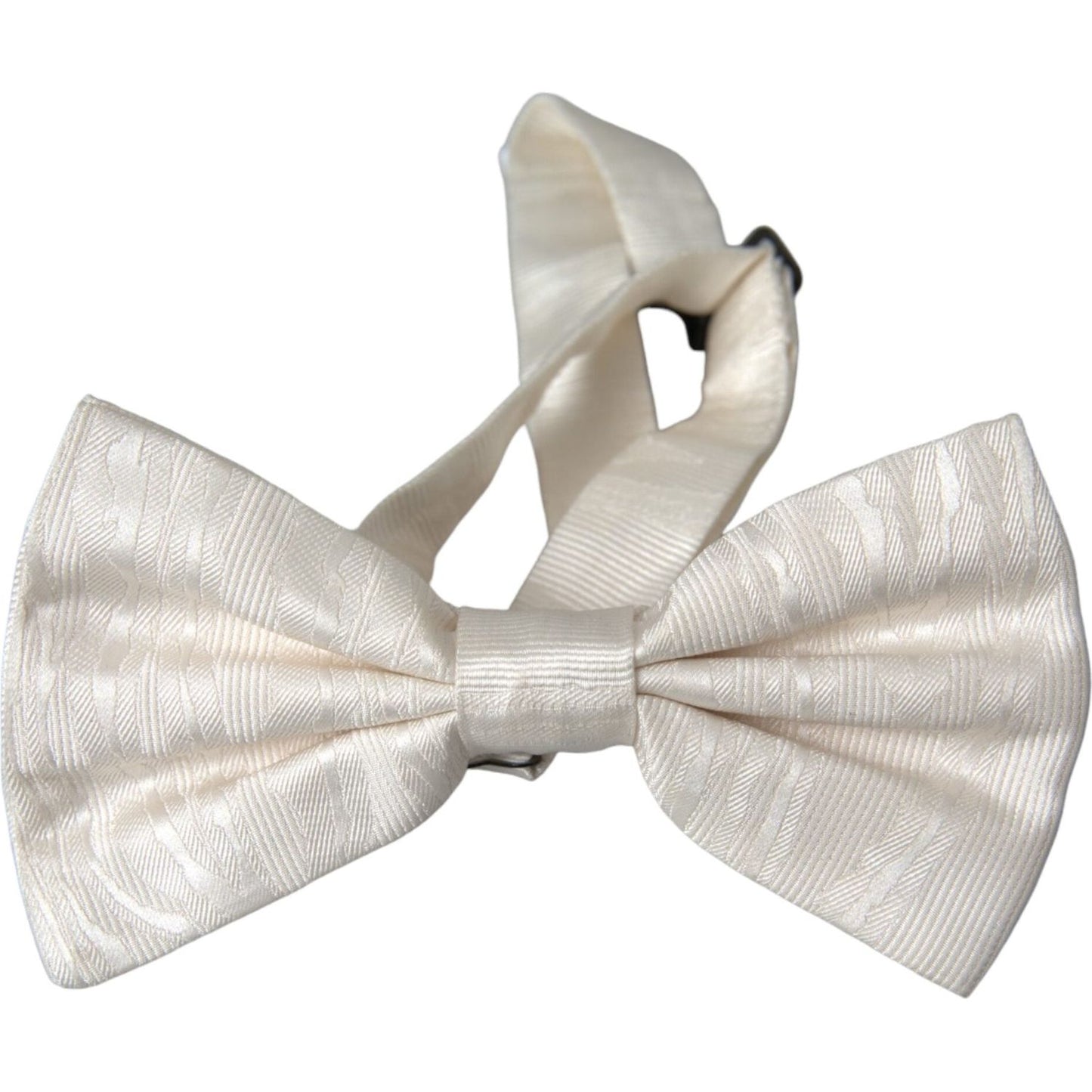 White Jacquard Silk Adjustable Neck Men Bow Tie