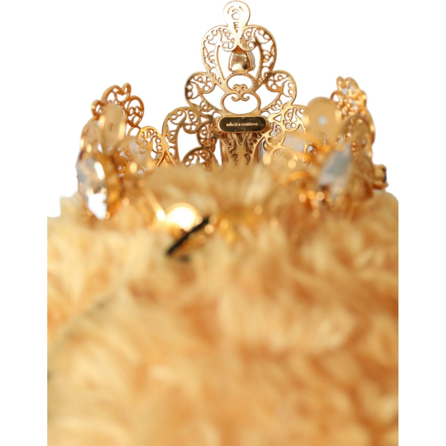 Dolce & Gabbana Brown Teddy Bear Gold Crystal Crown Hair Band Diadem brown-teddy-bear-gold-crystal-crown-hair-band-diadem-1