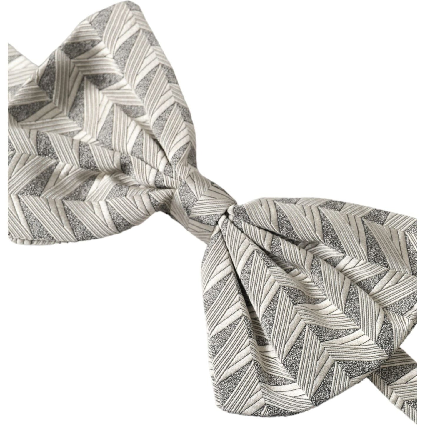 Silver Fantasy Print Adjustable Neck Bow Tie Men