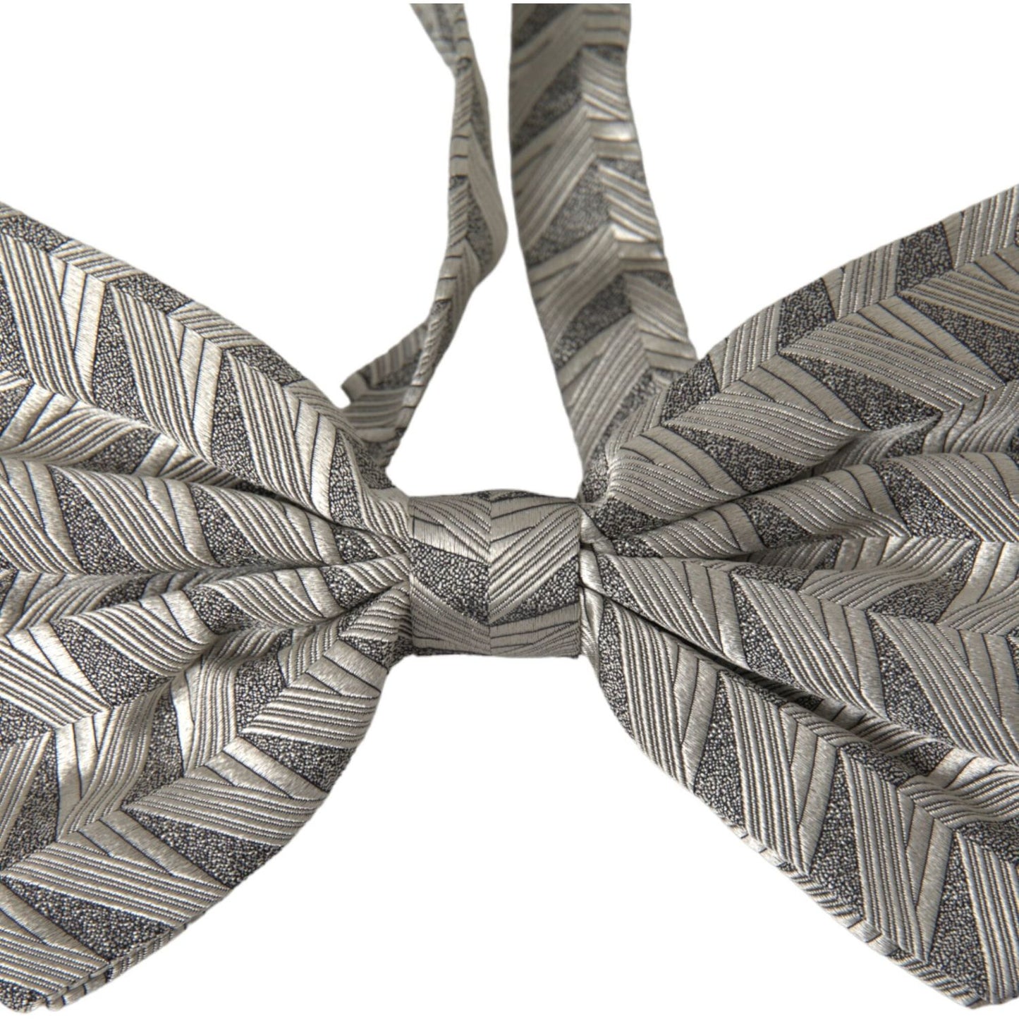 Silver Fantasy Print Adjustable Neck Bow Tie Men