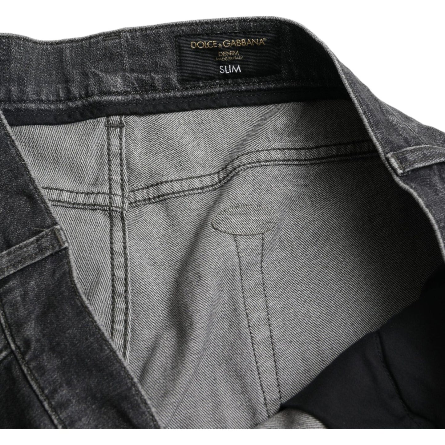 Dolce & Gabbana Elegant Slim Fit Tattered Denim Jeans grey-tattered-cotton-slim-skinny-denim-jeans