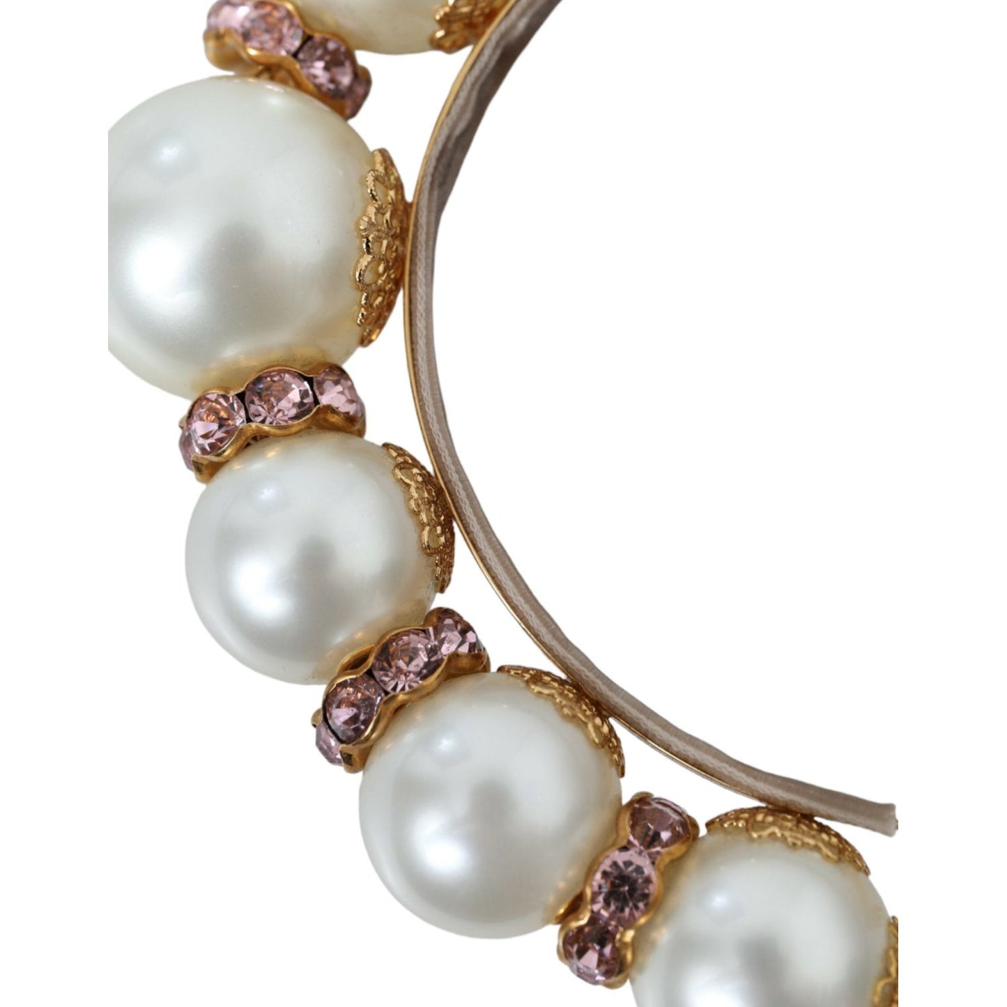 Dolce & Gabbana White Faux Pearl Crystal Embellished Headband Diadem white-faux-pearl-crystal-embellished-headband-diadem