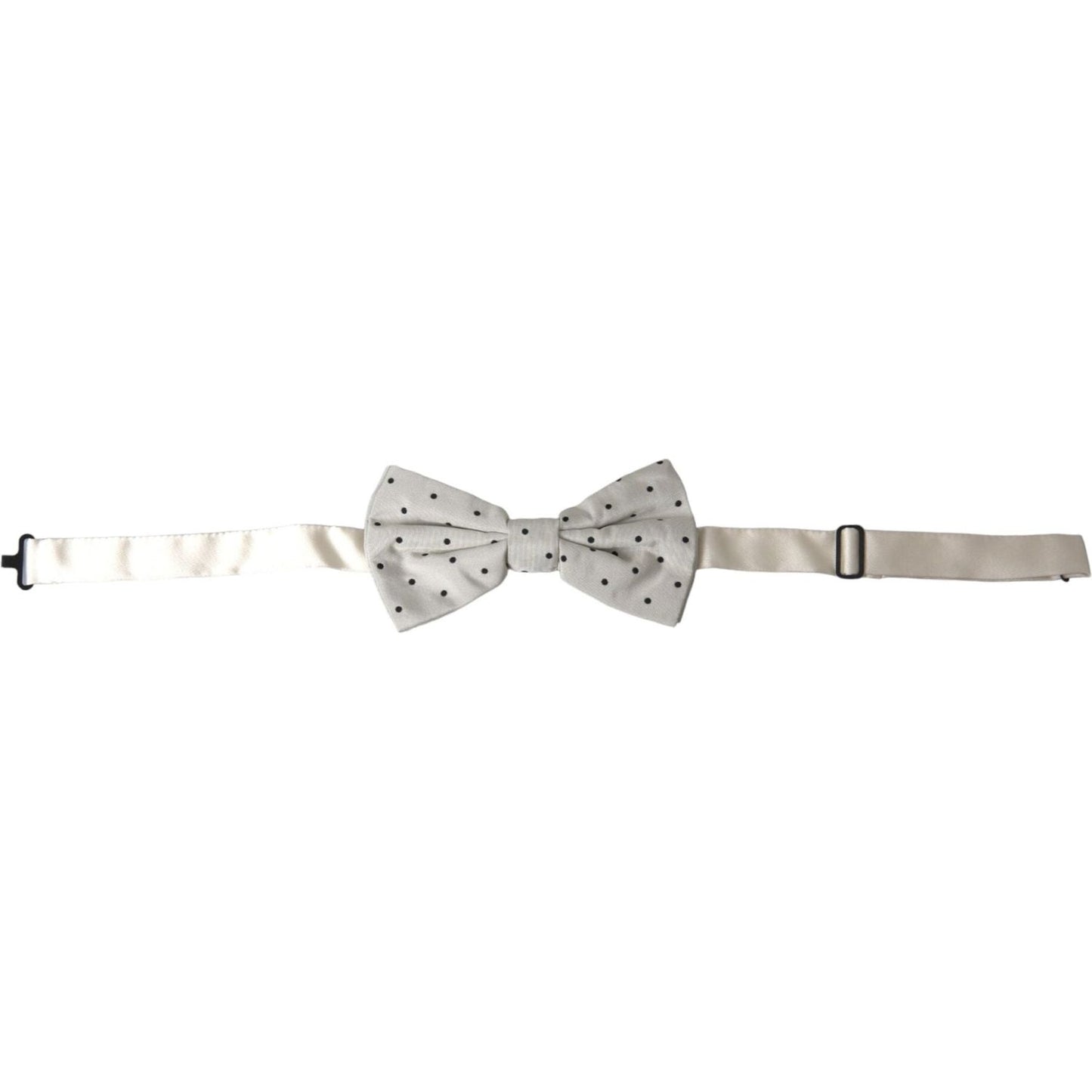 White Black Polka Dot Polyester Bow Tie Men