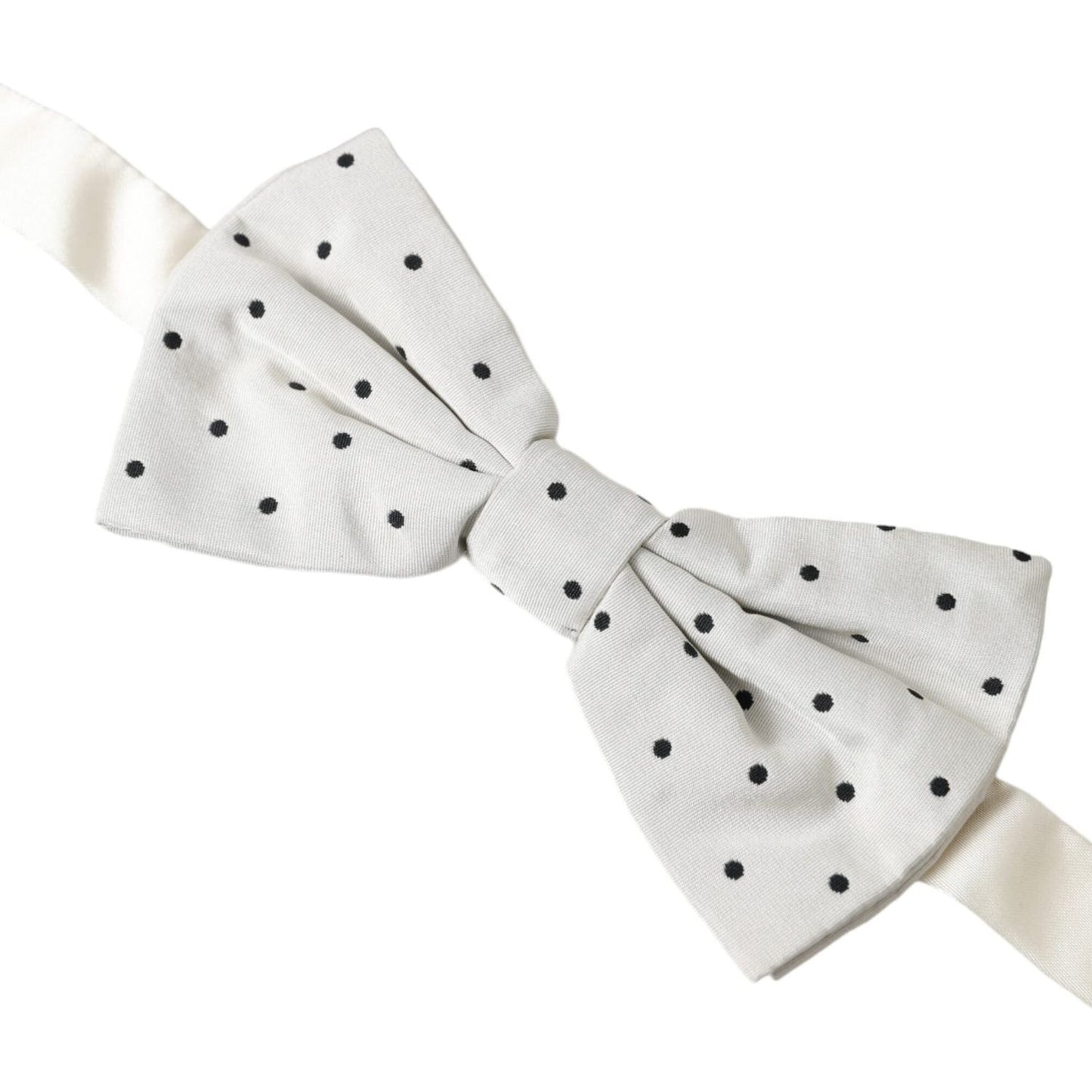 White Black Polka Dot Polyester Bow Tie Men