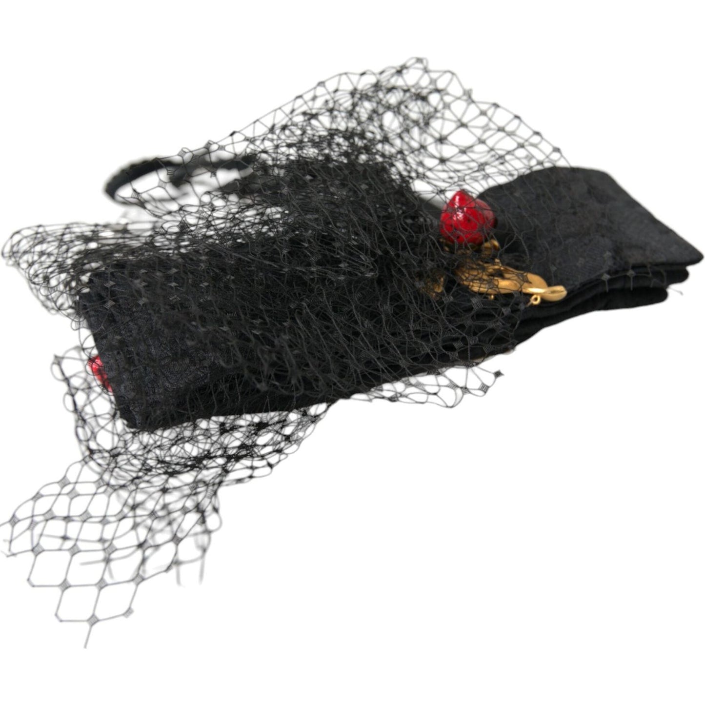 Dolce & Gabbana Black Strawberry Sicily Crystal Mesh Net Headband Diadem black-strawberry-sicily-crystal-mesh-net-headband-diadem
