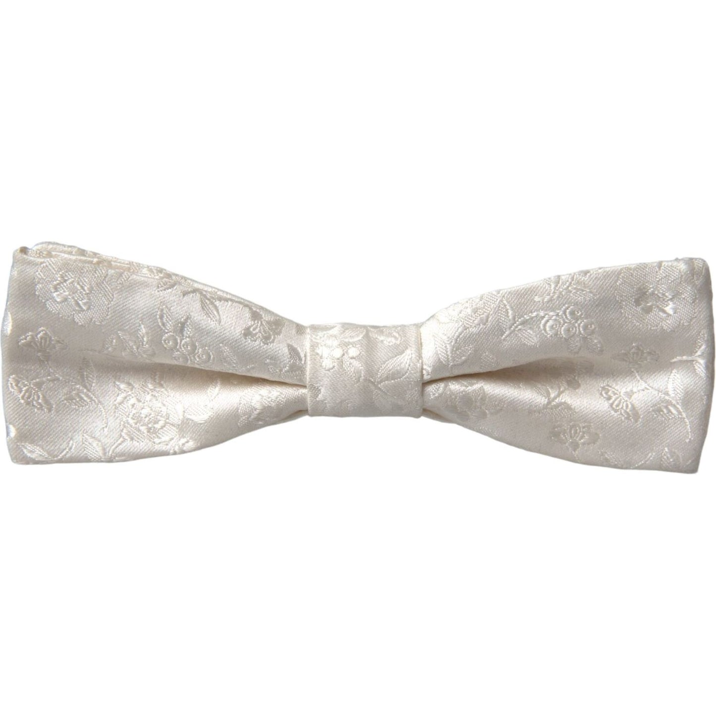 White Floral Silk Adjustable Neck Bow Tie