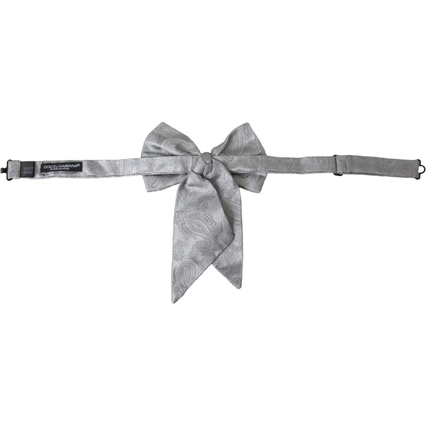 Silver Ribbon Silk Adjustable Neck Men Bow Tie