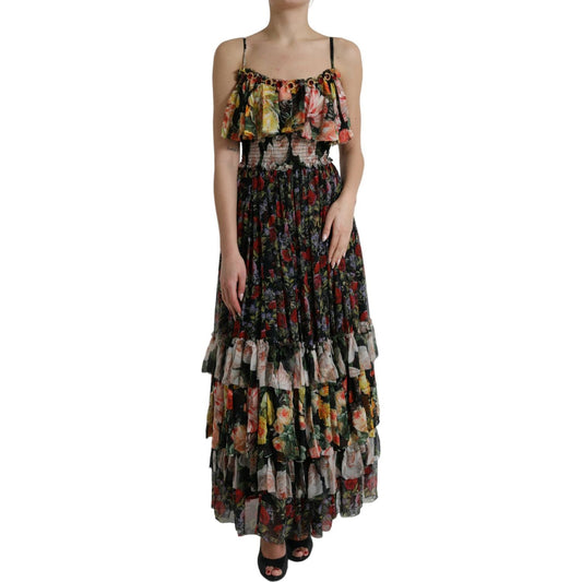 Dolce & Gabbana | Vibrant Silk Floral Maxi Dress| McRichard Designer Brands   
