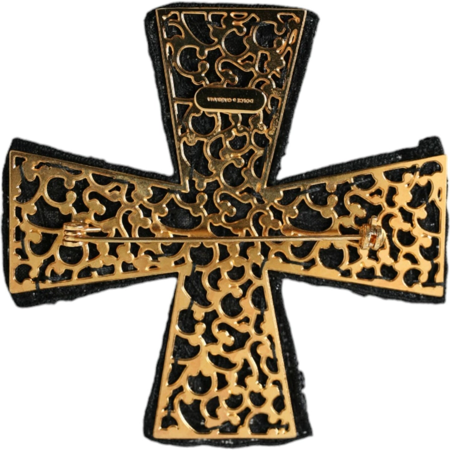 Dolce & Gabbana Black Crystals Embellished Cross Pin Brooch black-crystals-embellished-cross-pin-brooch