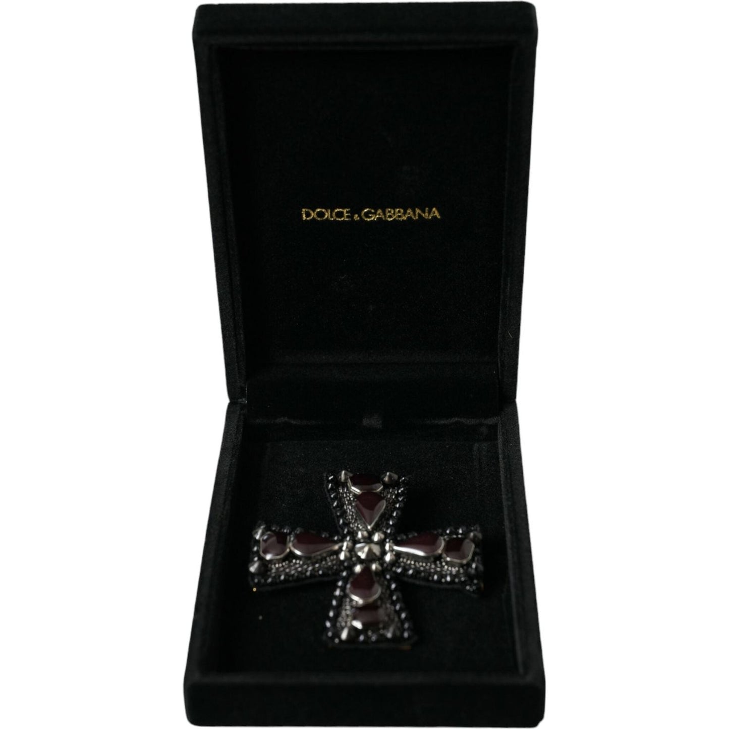 Dolce & Gabbana Black Crystals Embellished Cross Pin Brooch black-crystals-embellished-cross-pin-brooch