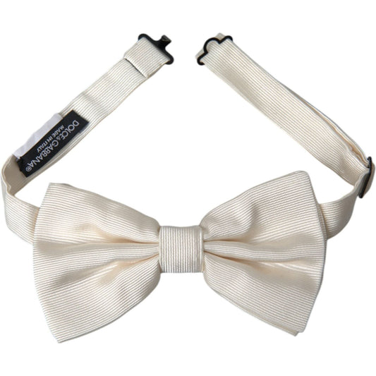 Off White Silk Adjustable Neck Men Bow Tie