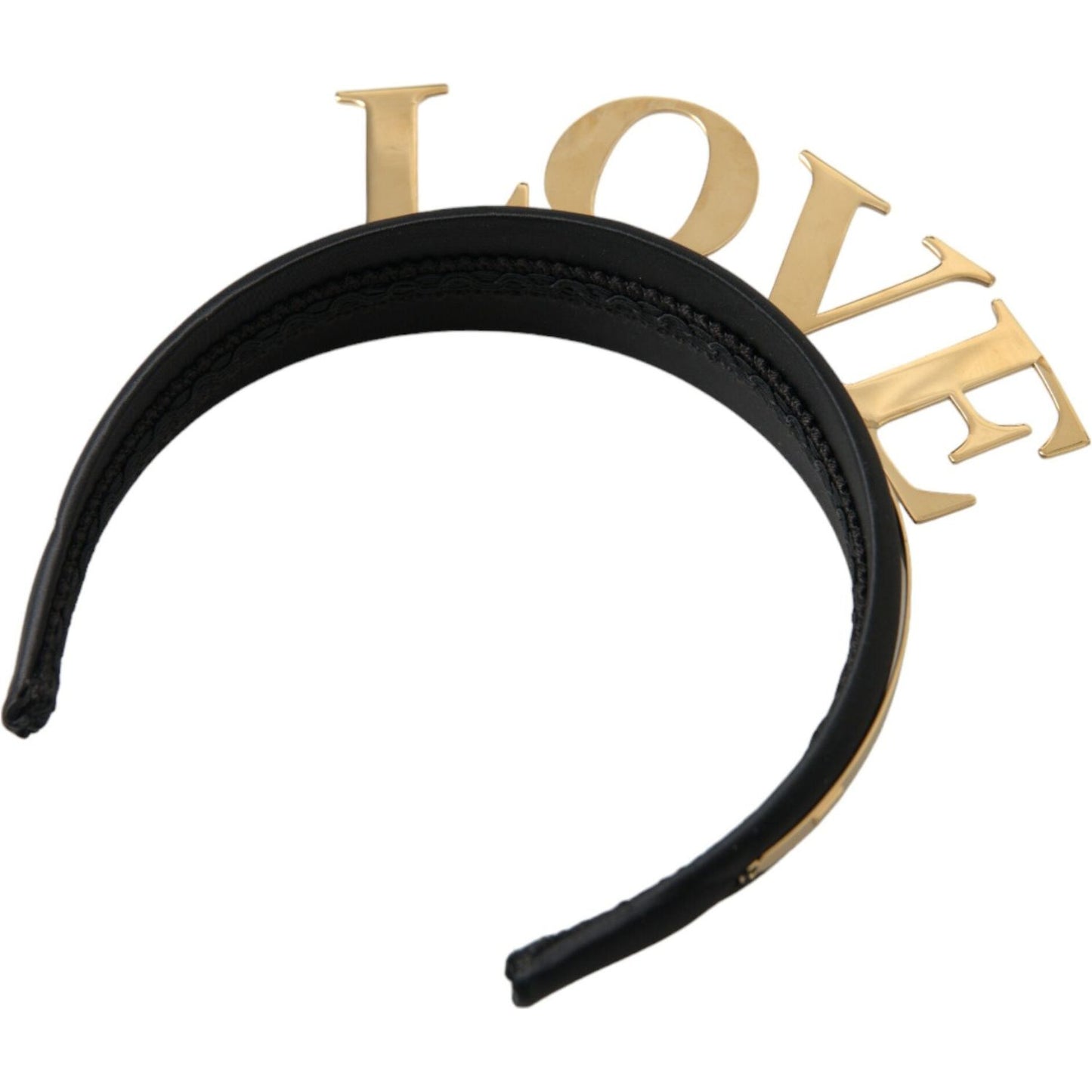 Dolce & Gabbana Black Gold Brass LOVE Crown Tiara Women Hairband Diadem black-gold-brass-love-crown-tiara-women-hairband-diadem