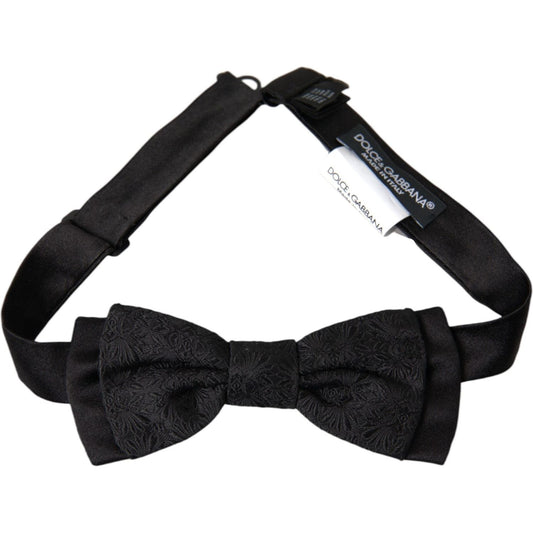 Black Brocade Silk Adjustable Neck Men Bow Tie