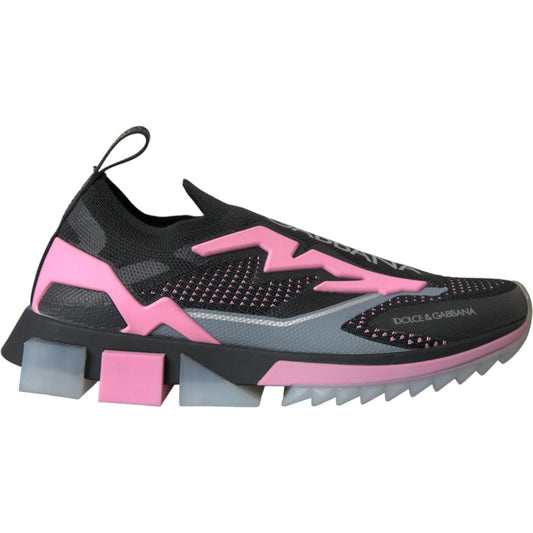 Dolce & Gabbana Black Pink Slip On Sorrento Sneakers Shoes black-pink-slip-on-sorrento-sneakers-shoes