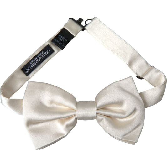 Off White Silk Adjustable Neck Men Bow Tie