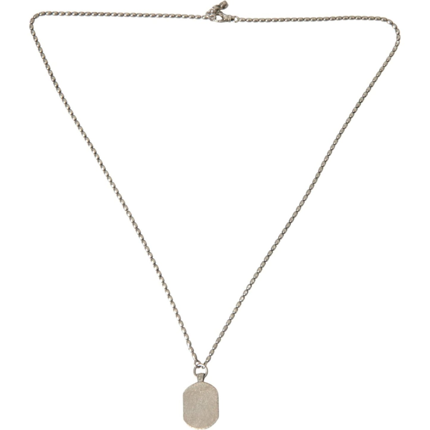 Dolce & Gabbana Silver Tone Brass Chain Tag Bead Crown Pendant Necklace silver-tone-brass-chain-tag-bead-crown-pendant-necklace