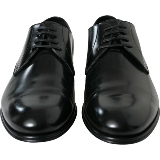 Dolce & Gabbana | Elegant Black Calfskin Men's Derby Shoes| McRichard Designer Brands   