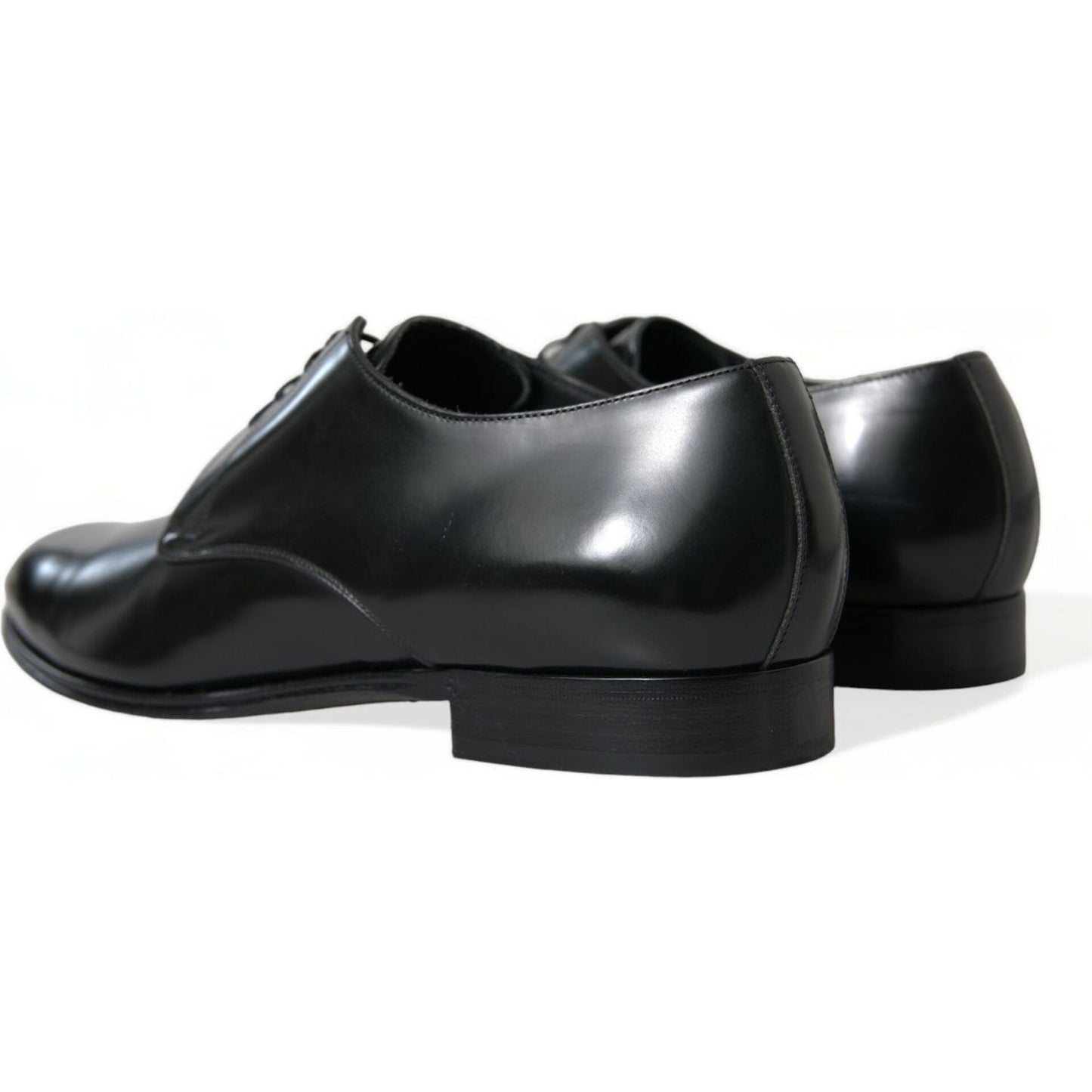 Dolce & Gabbana Elegant Black Calfskin Men's Derby Shoes black-leather-lace-up-men-dress-derby-shoes-3