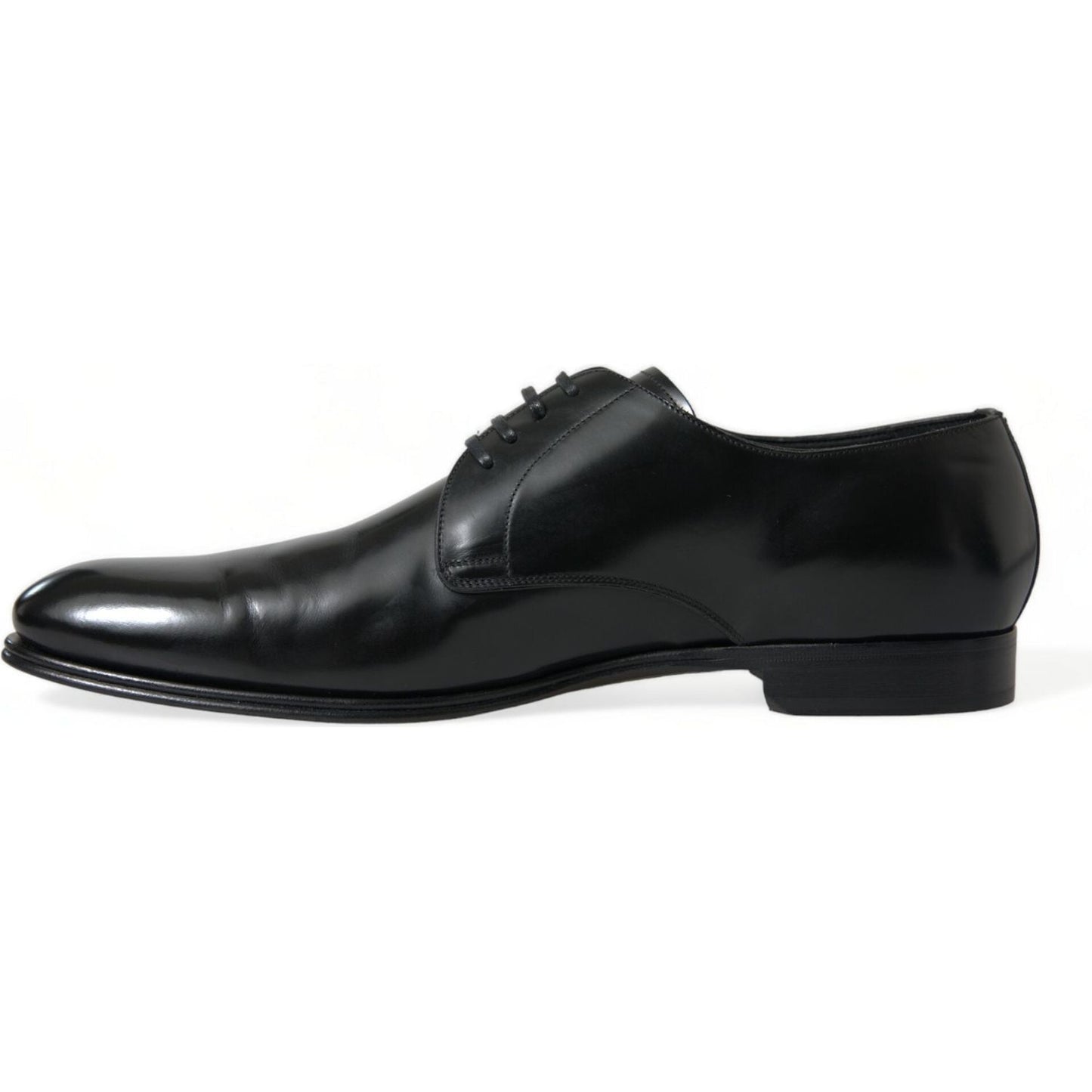 Dolce & Gabbana Elegant Black Calfskin Men's Derby Shoes black-leather-lace-up-men-dress-derby-shoes-3