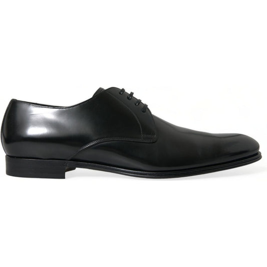Dolce & Gabbana | Elegant Black Calfskin Men's Derby Shoes| McRichard Designer Brands   