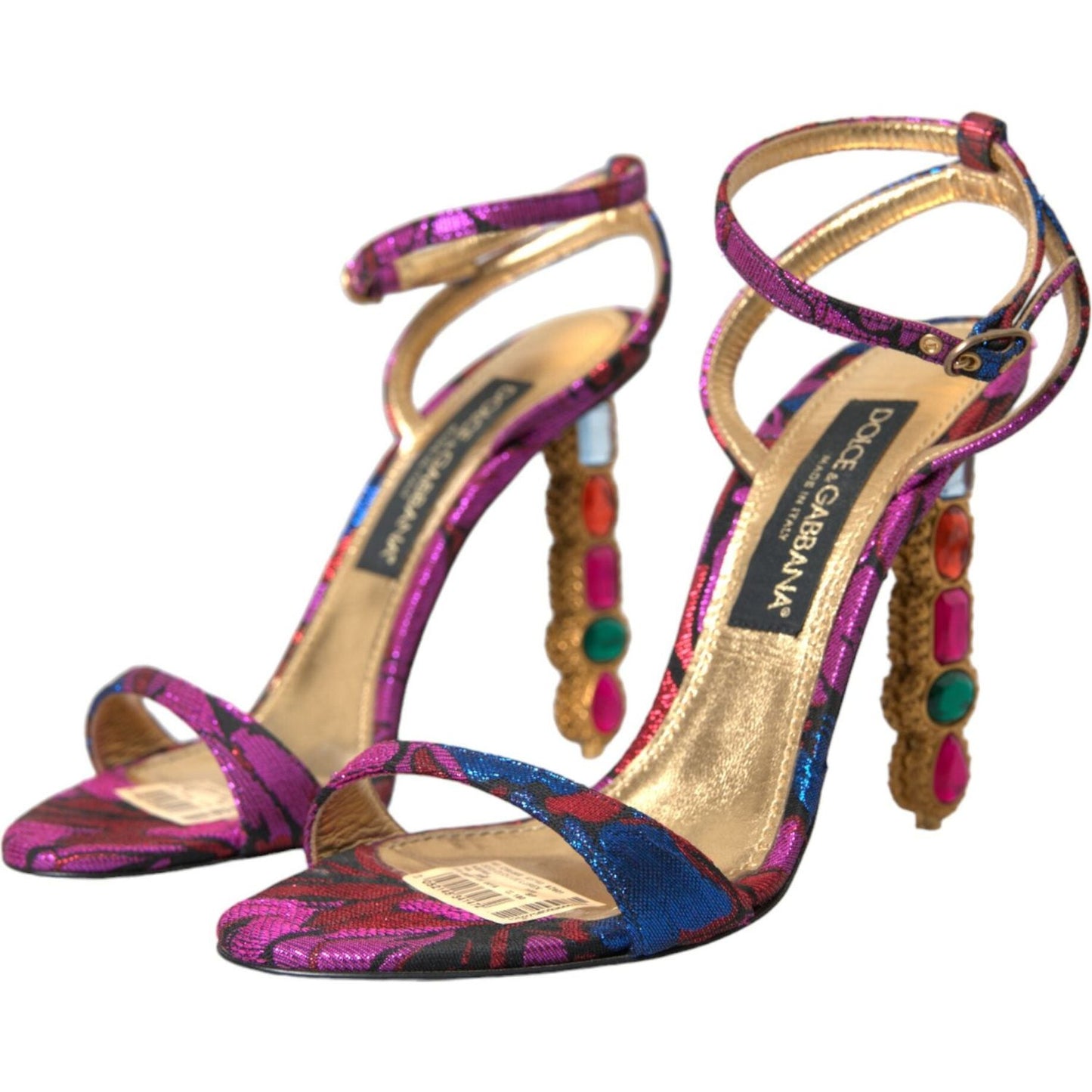 Dolce & Gabbana Multicolor Jacquard Crystals Sandals Shoes multicolor-jacquard-crystals-sandals-shoes