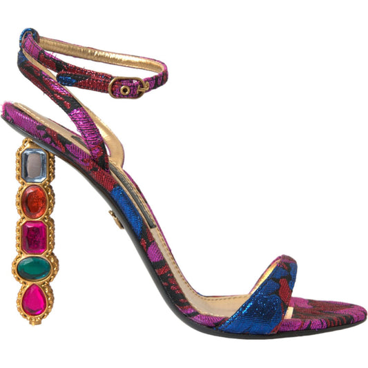 Dolce & Gabbana | Multicolor Jacquard Crystals Sandals Shoes| McRichard Designer Brands   