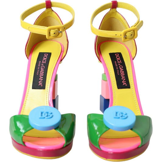 Dolce & Gabbana | Multicolor Leather Heels Sandals Shoes| McRichard Designer Brands   