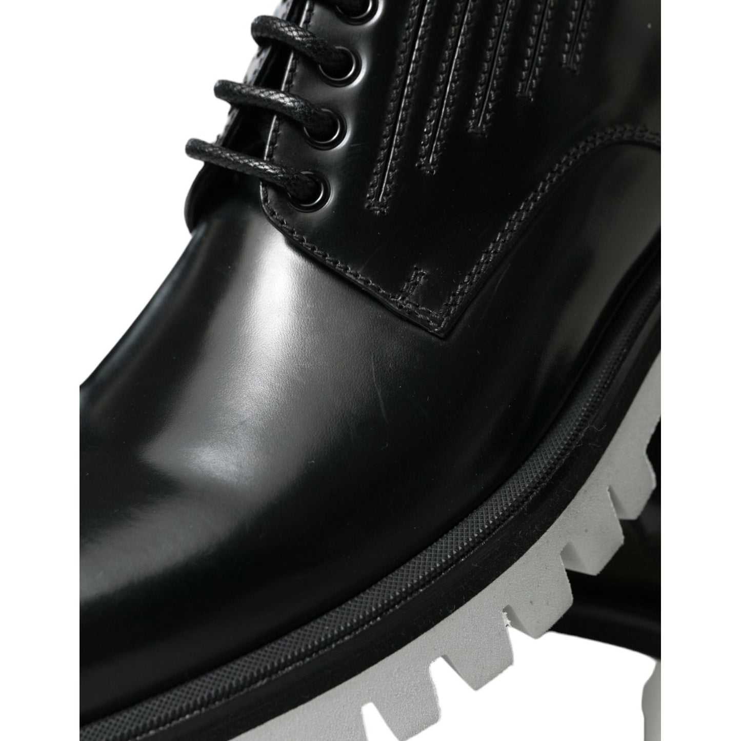 Dolce & Gabbana Sophisticated Black and White Leather Derby Shoes black-white-leather-lace-up-derby-dress-shoes