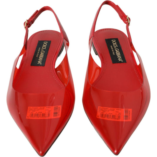 Dolce & Gabbana Red PVC Slingback Clear Flats Sandals Shoes red-pvc-slingback-clear-flats-sandals-shoes